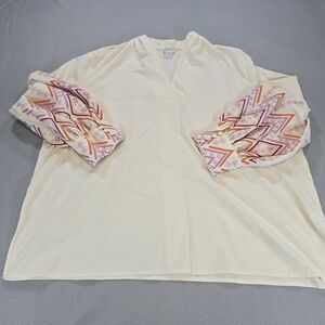 Chico's Ivory Blouse with Geometric Sleeves